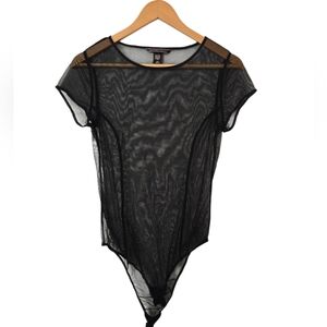 Victoria Secret Black Sheer Bodysuit Size Large